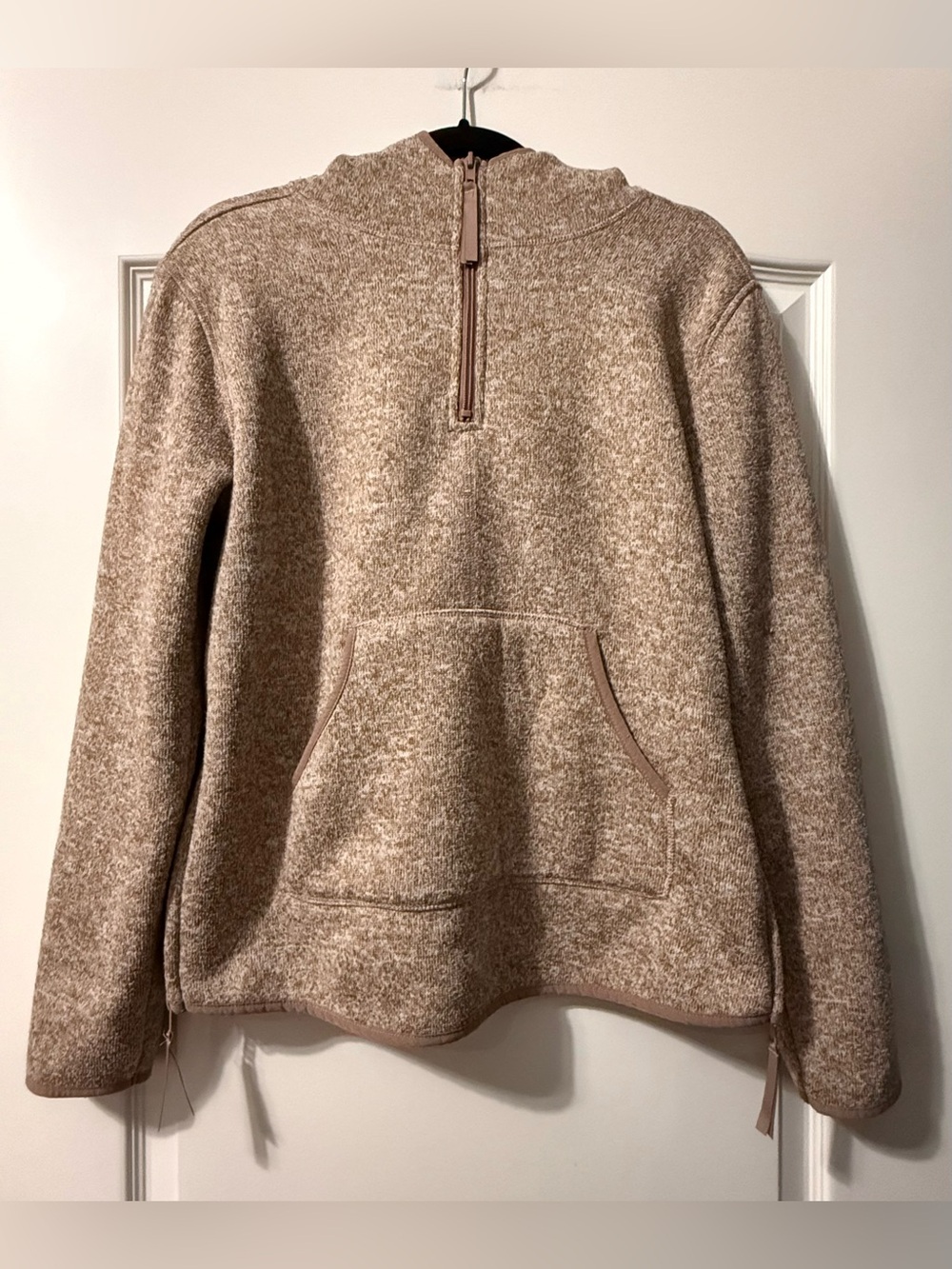 Thread & Supply Heathered Taupe/Blush Sherpa-Lined Pullover w Side Zippers